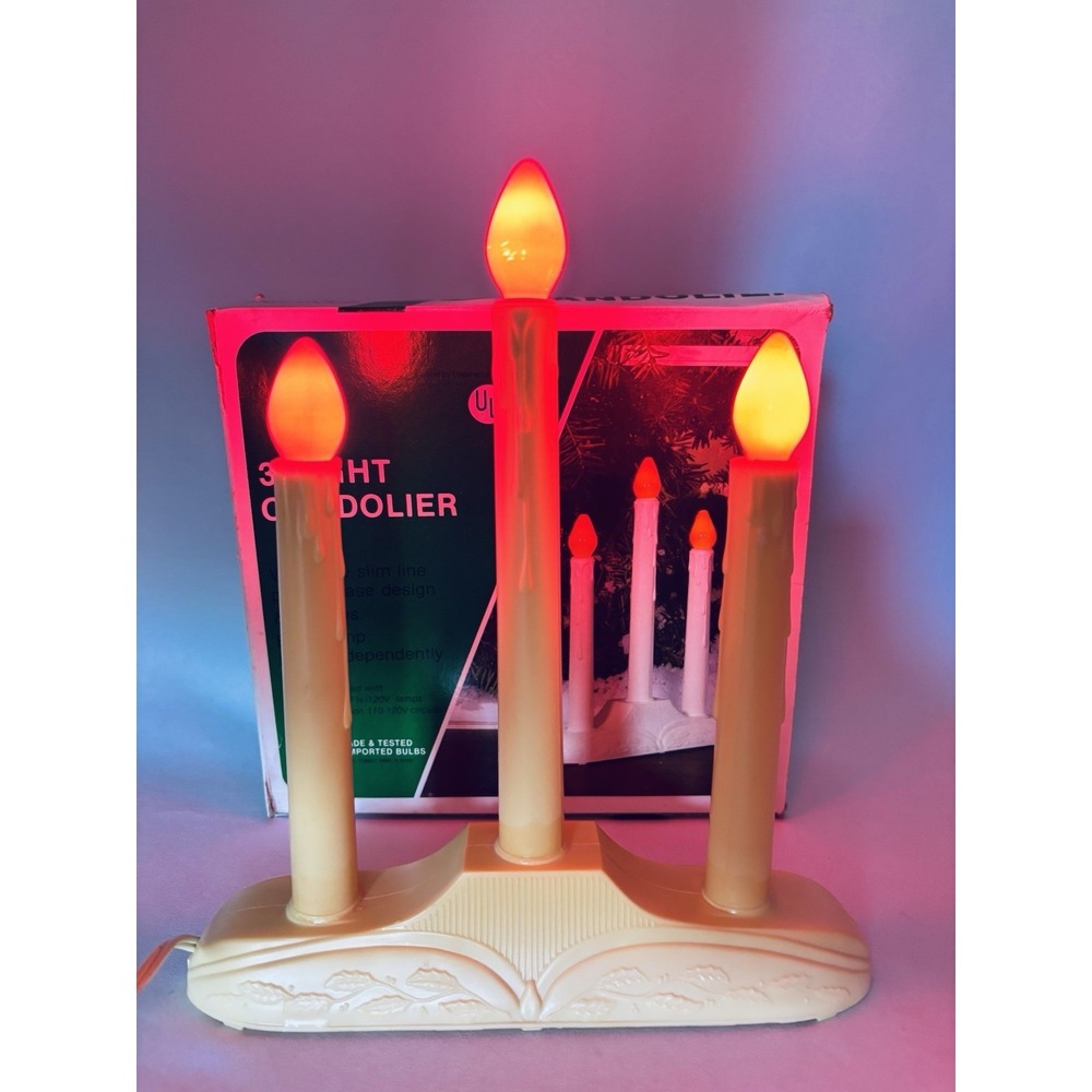 Vintage Noma 3 Lite Candolier Electric Light Candelabra Dripping Christmas Decor